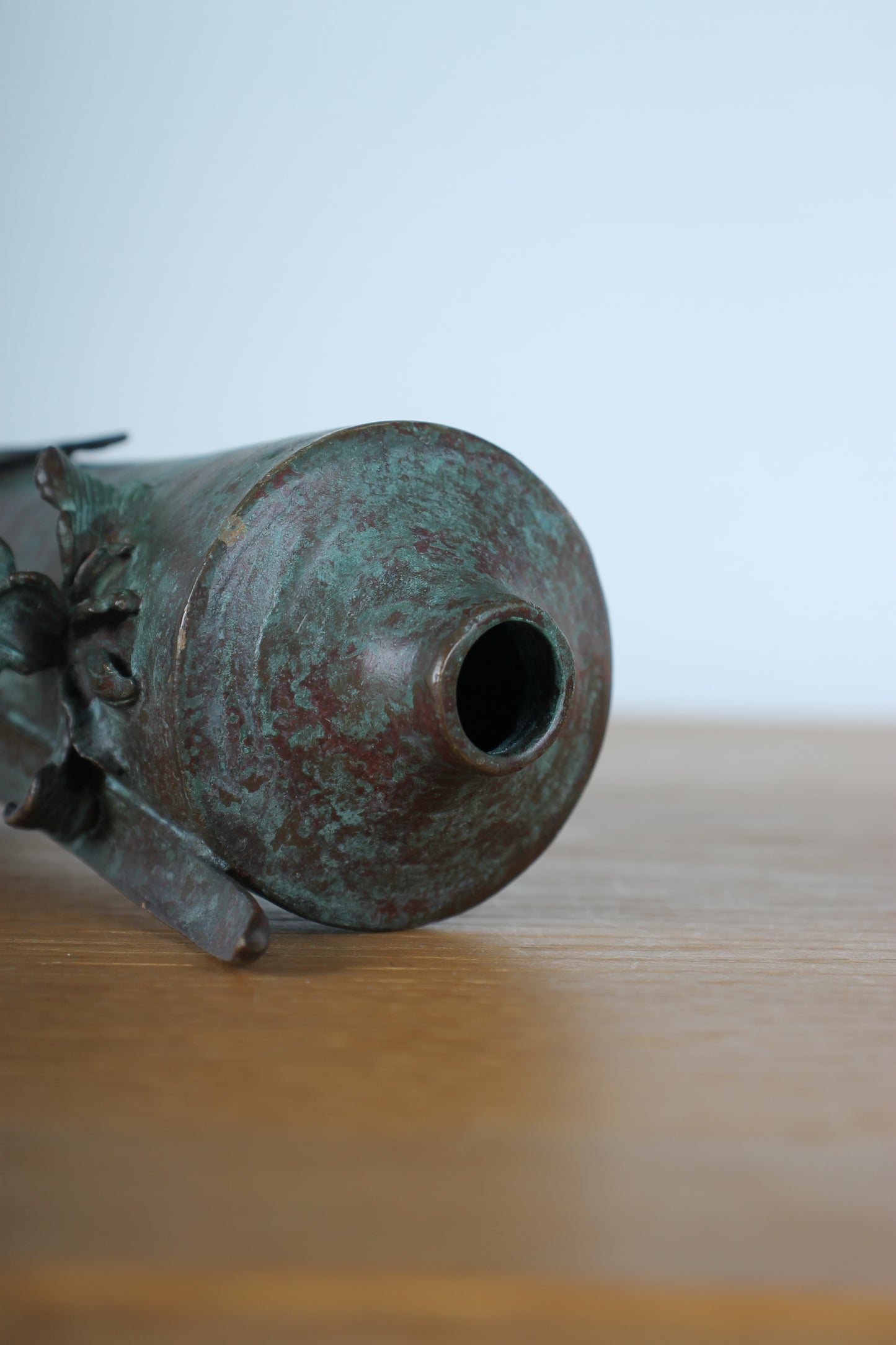 Vintage Japanese Bronze Vase with Iris Motif