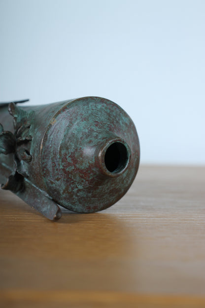 Vintage Japanese Bronze Vase with Iris Motif