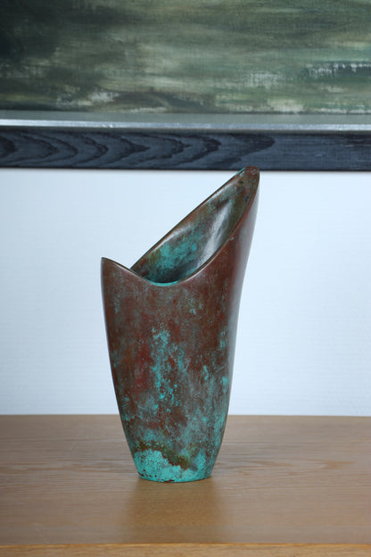 Vintage Japanese Bronze Asymmetrical Vase by Nakajima Yasumi II