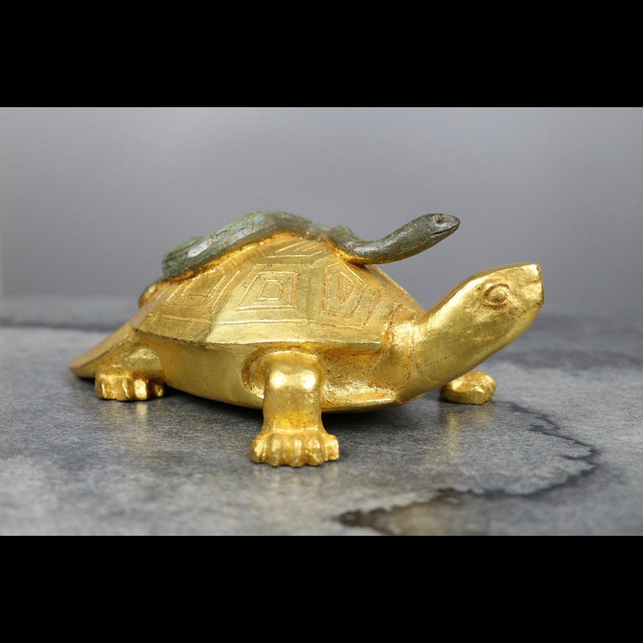 Bronze Turtle with Snake by Tsuda Eijyu