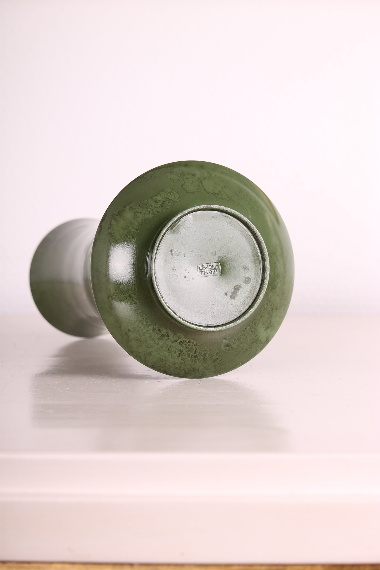 Vintage Japanese Bronze Vase with Mottled Green Surface