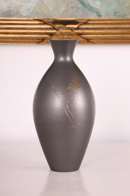 Vintage Japanese Bronze Vase with Crane
