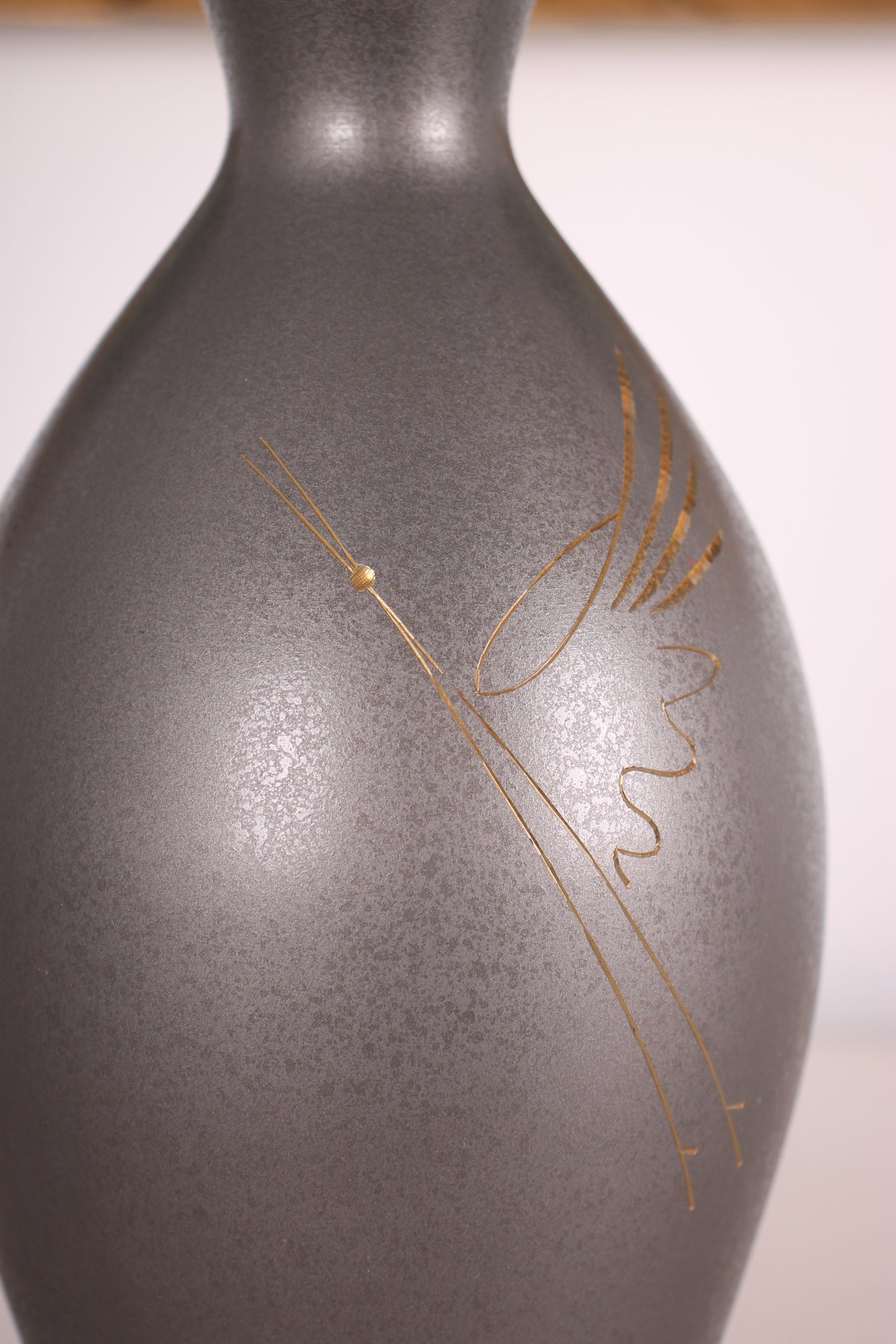 Vintage Japanese Bronze Vase with Crane