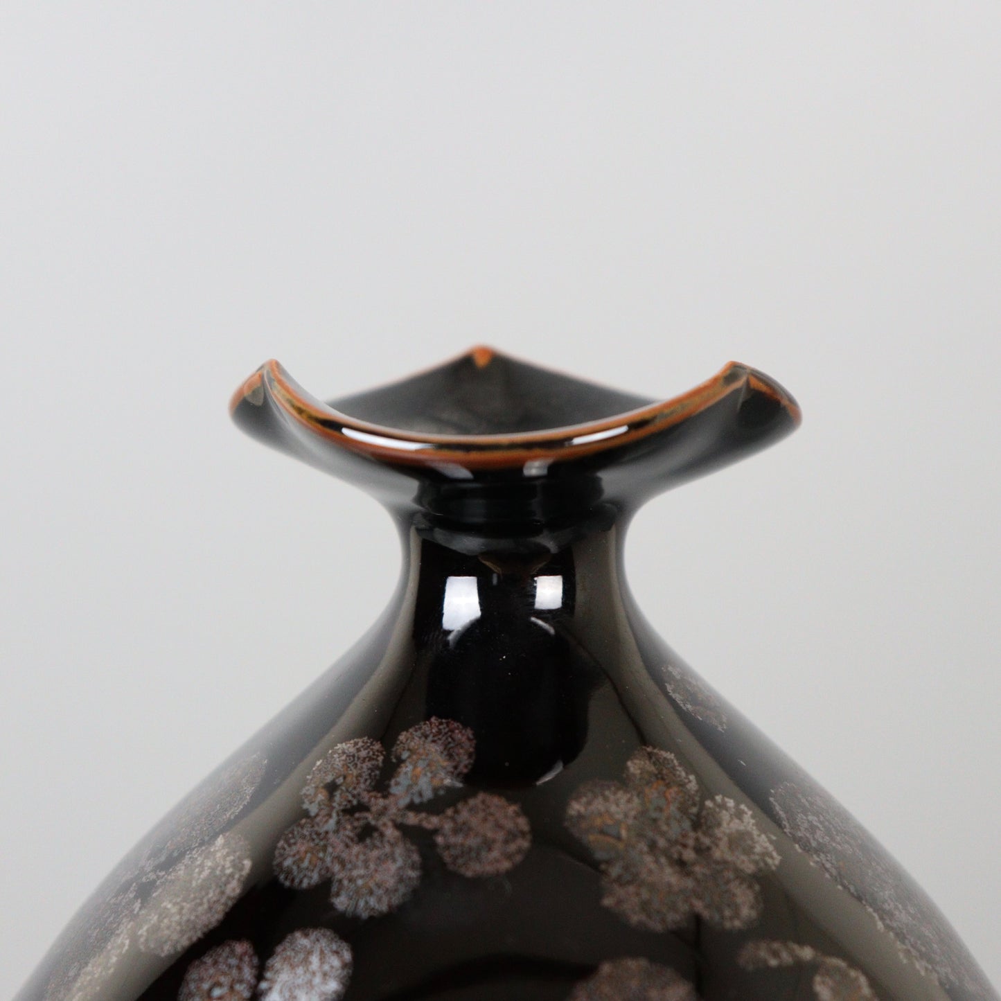 Tenmoku Black Arita Porcelain Vase by Fujii Shumei