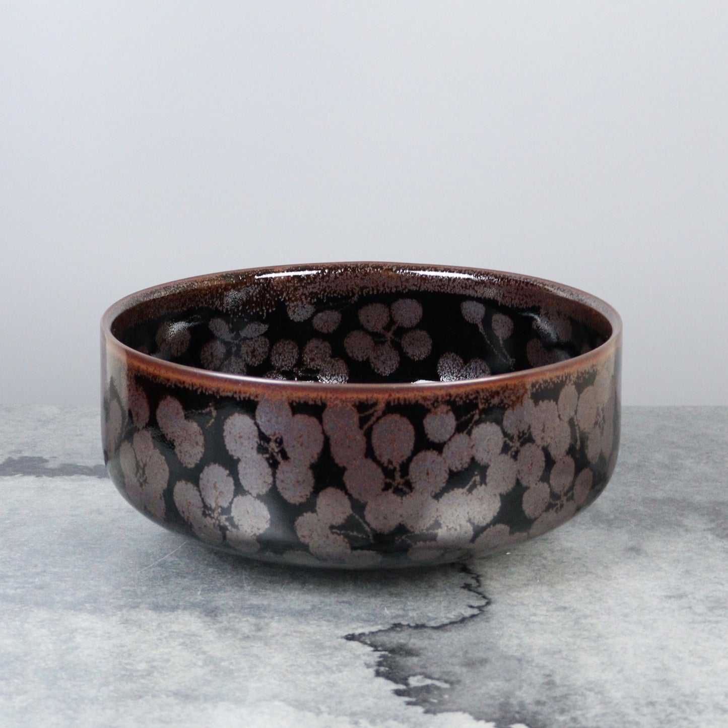 Tenmoku Black Arita Porcelain Bowl by Fujii Shumei