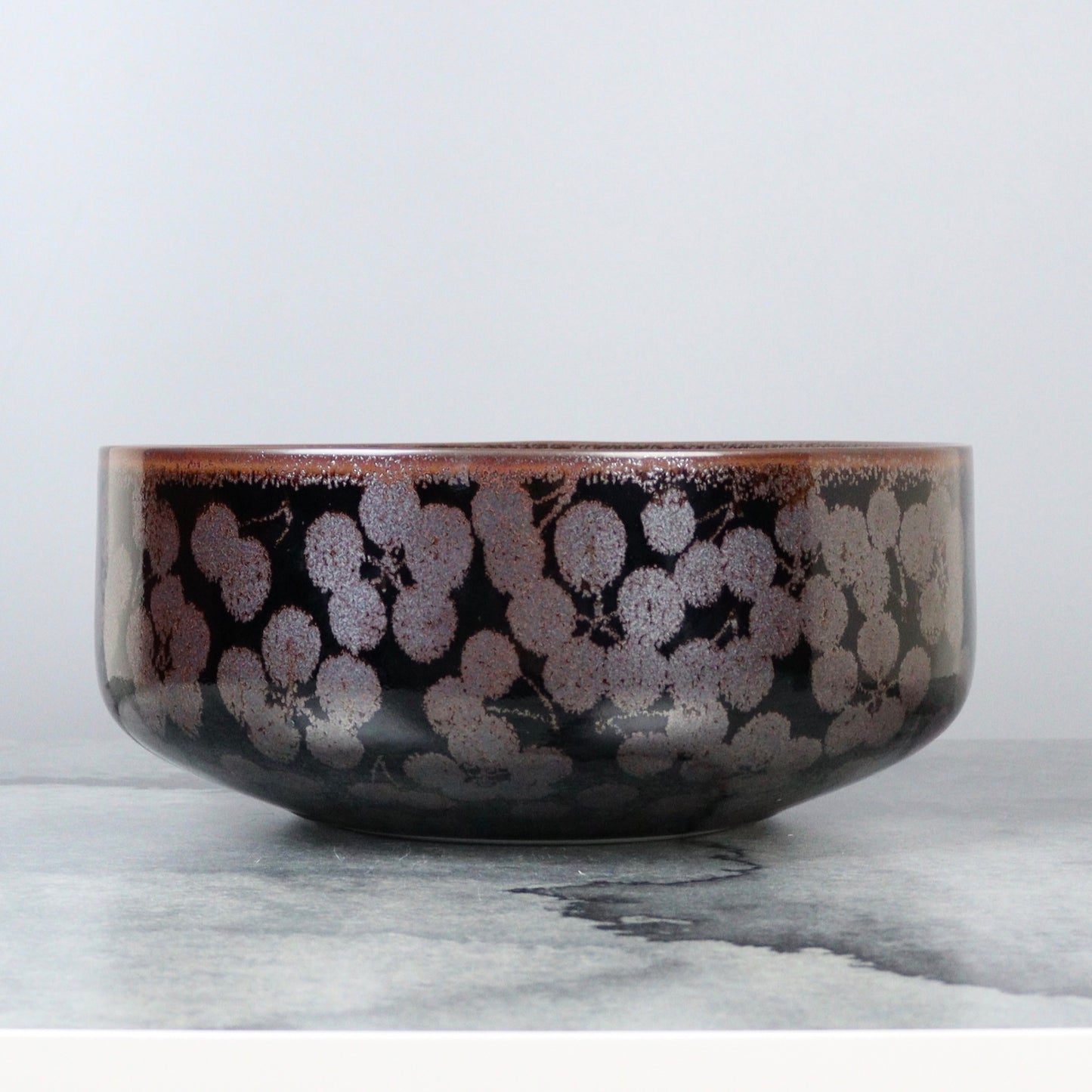 Tenmoku Black Arita Porcelain Bowl by Fujii Shumei