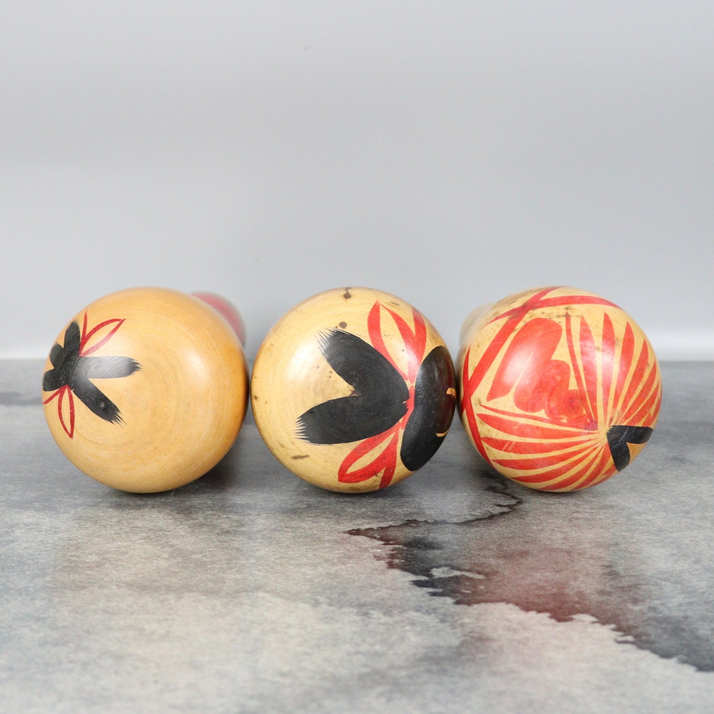 Set of 3 Kokeshi Dolls Bamboo and Plum Blossoms