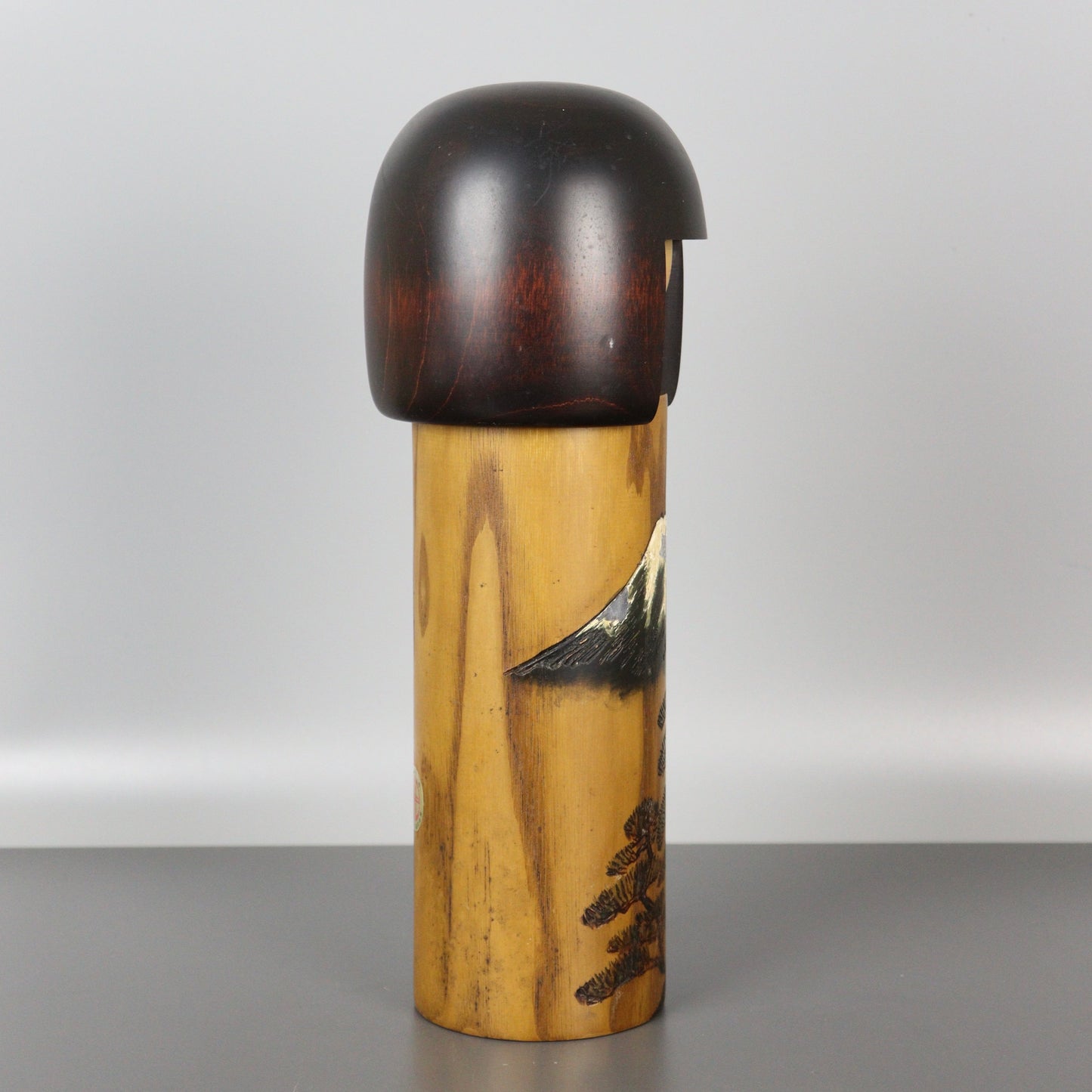 Kokeshi Doll with Mt. Fuji and Pine Tree by Usaburo