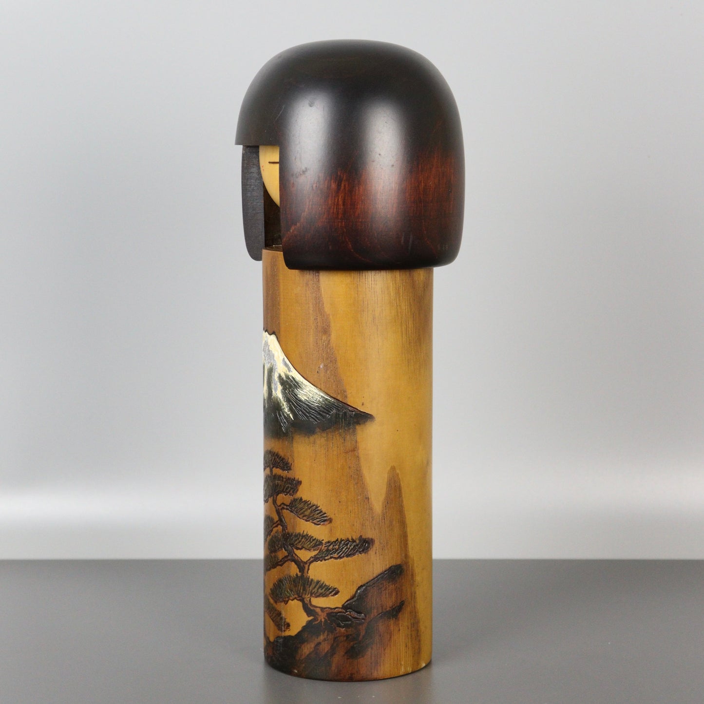 Kokeshi Doll with Mt. Fuji and Pine Tree by Usaburo