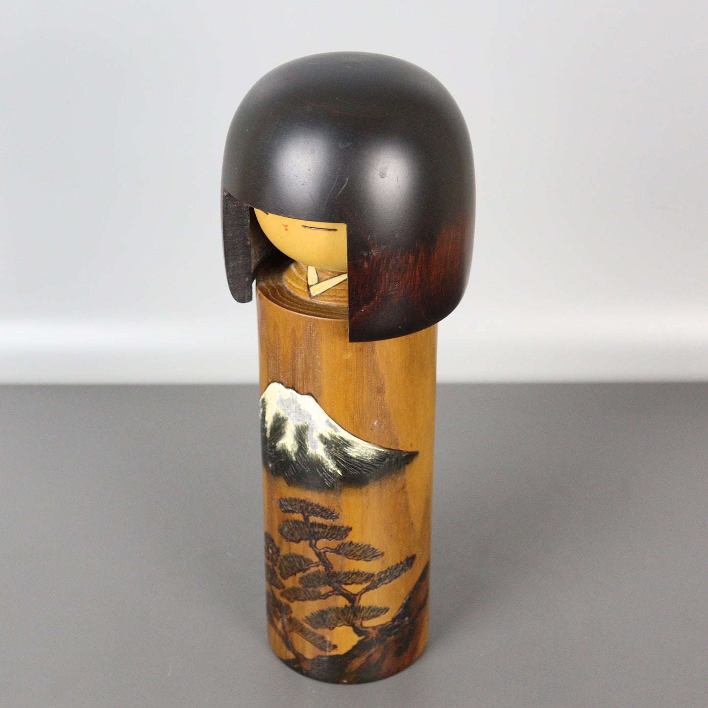 Kokeshi Doll with Mt. Fuji and Pine Tree by Usaburo