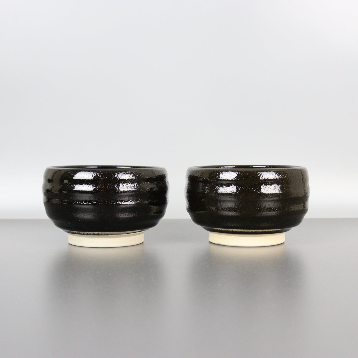 Pair of Black Ceramic Chawans (old stock)