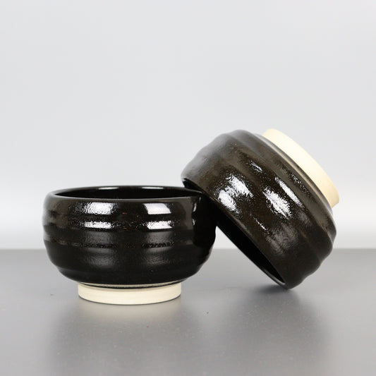 Pair of Black Ceramic Chawans (old stock)