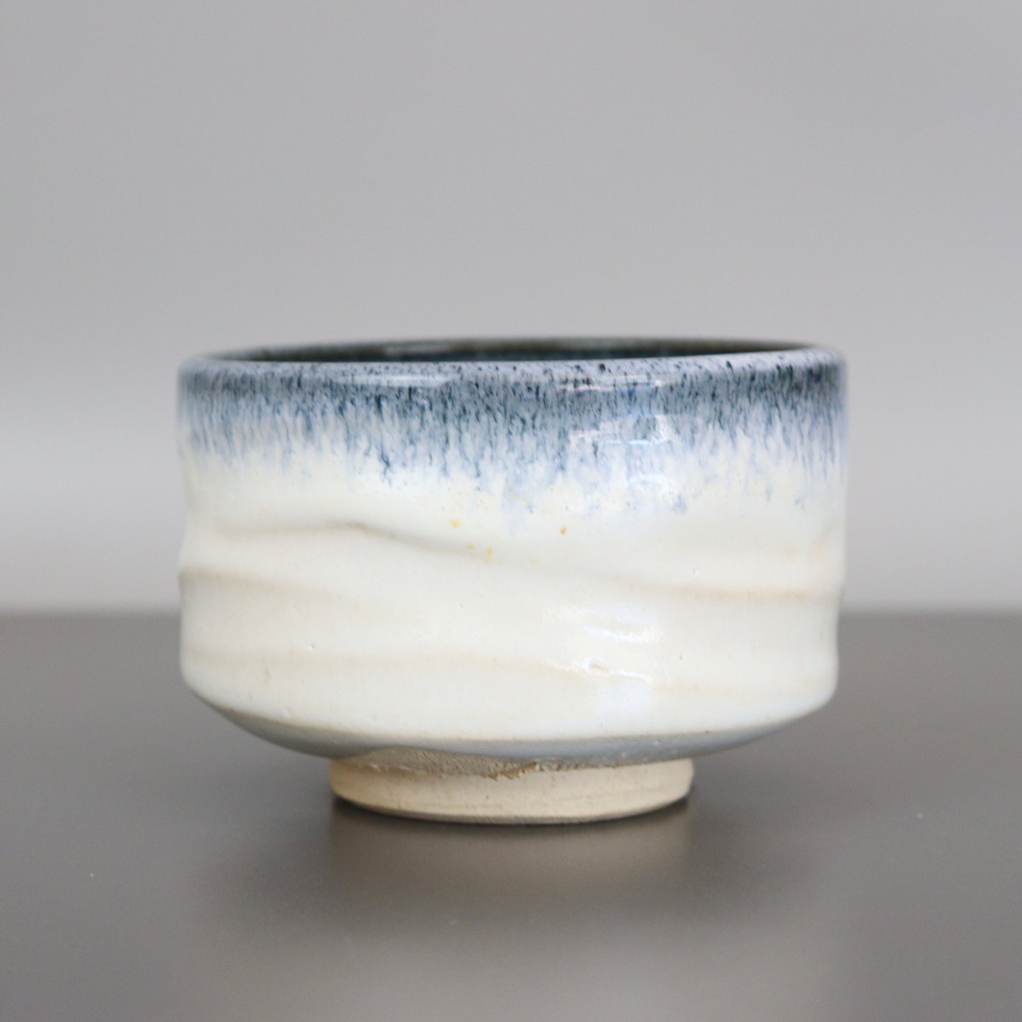 White Chawan Blue Glaze