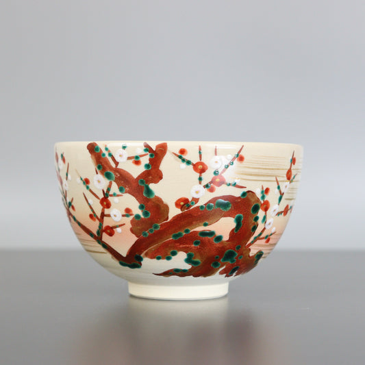 Beige Pink Chawan Plum Blossoms