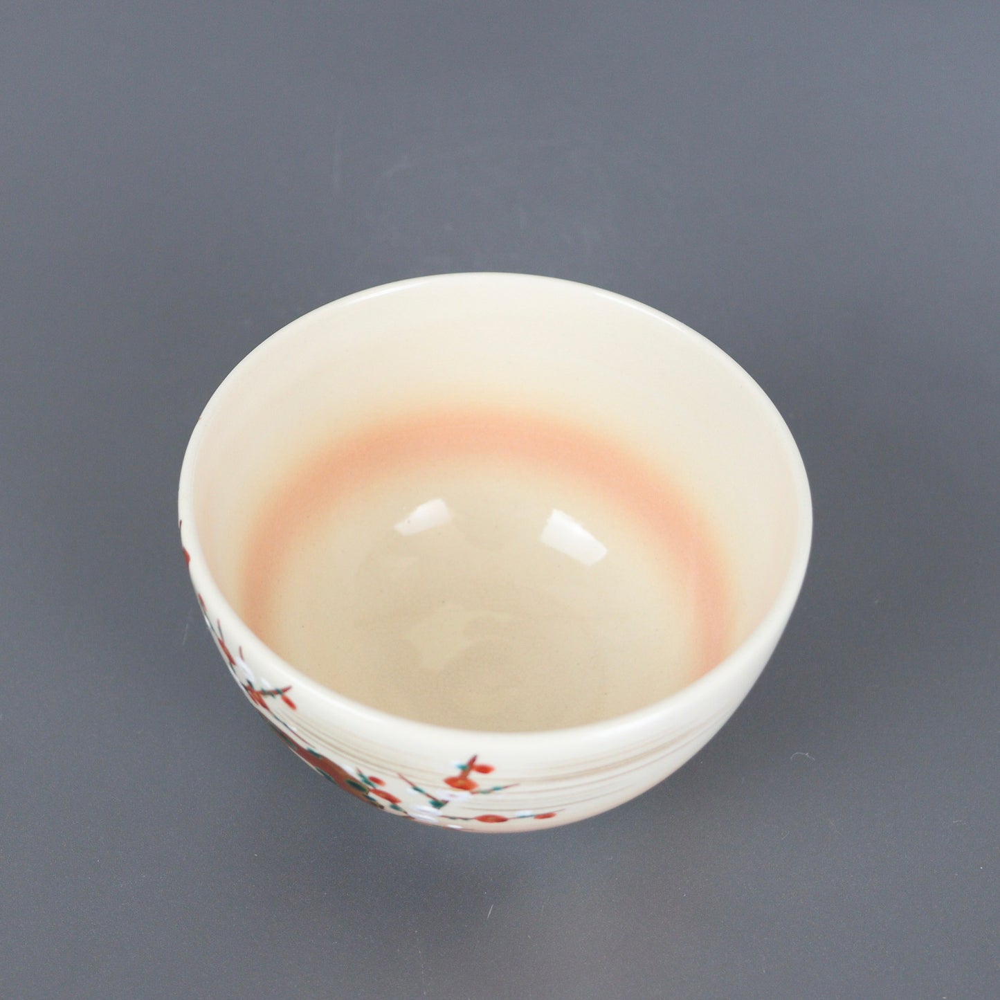 Beige Pink Chawan Plum Blossoms