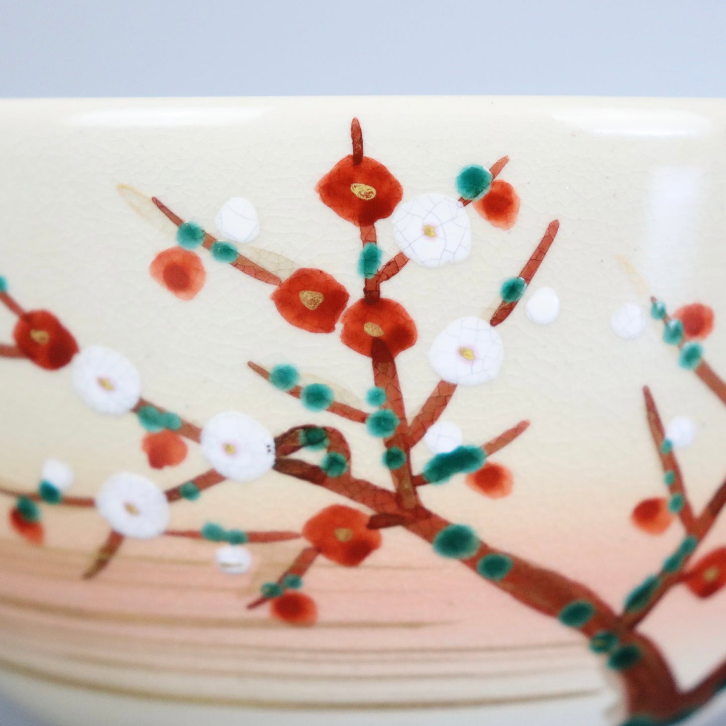 Beige Pink Chawan Plum Blossoms