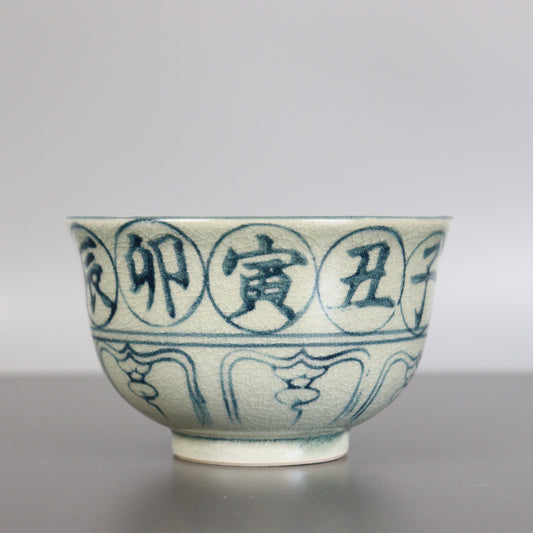 Indigo Blue Chawan Zodiac Symbols