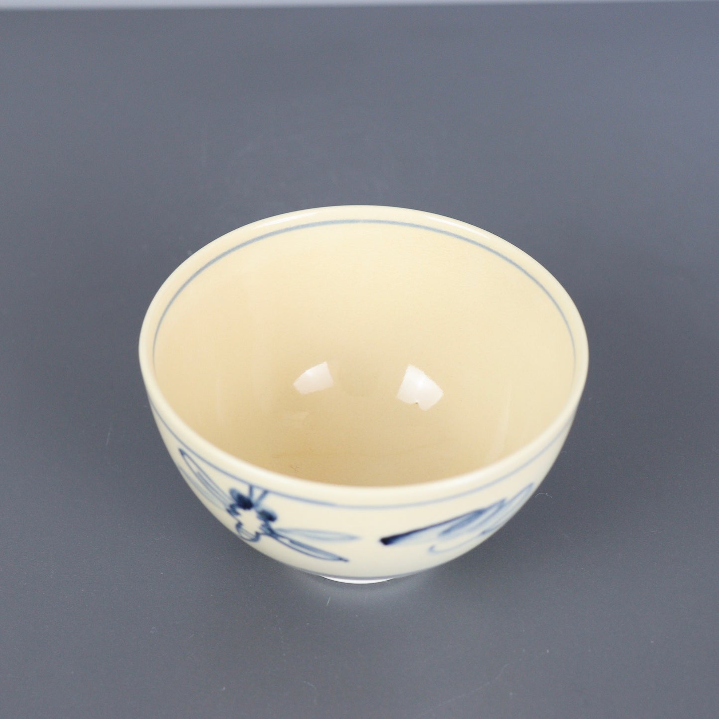 Beige Chawan Blue Dragonfly