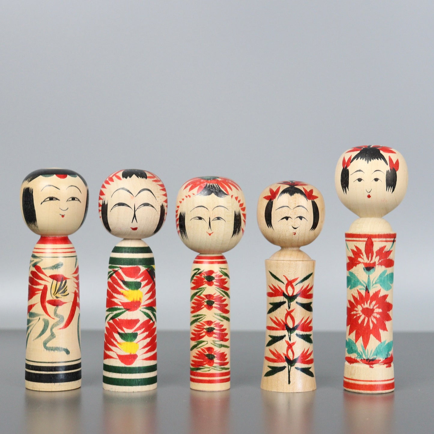 Set of 5 Small Kokeshi Dolls