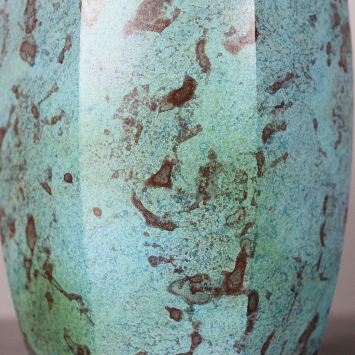 Turquoise Blue Octagonal Bronze Vase