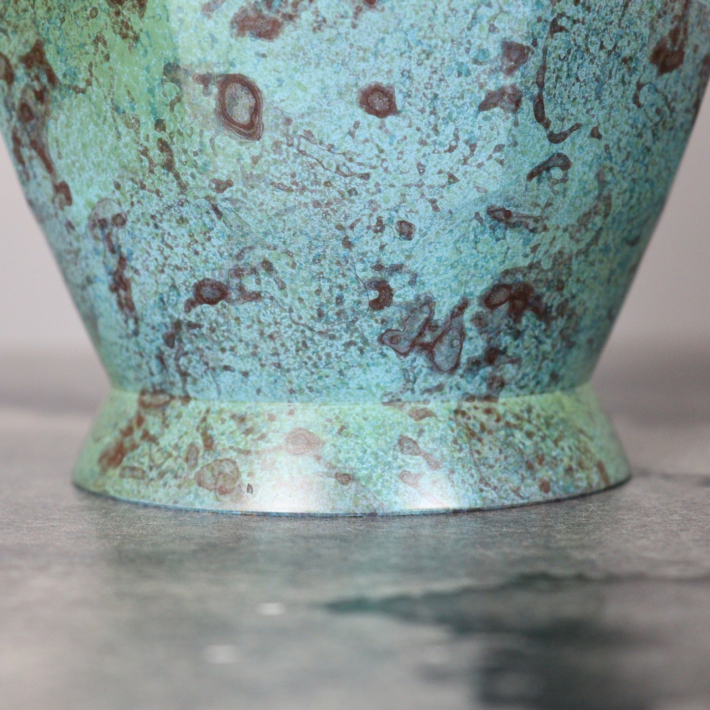 Turquoise Blue Octagonal Bronze Vase