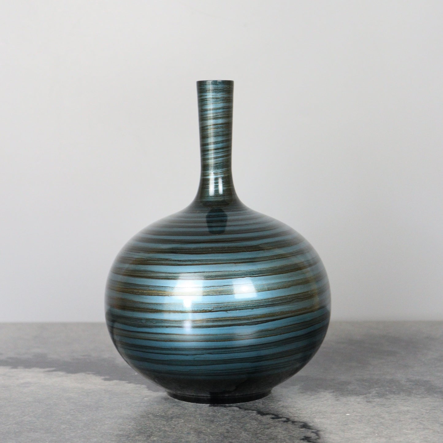 Blue Swirl Bronze Vase