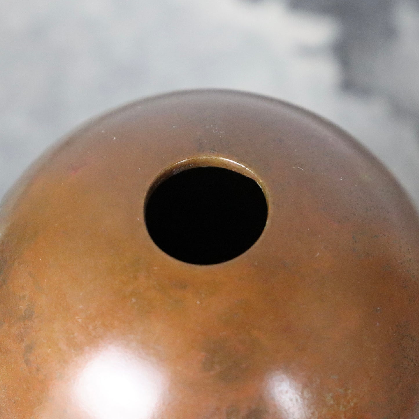 Oval Bronze Vase Multicolored Patina