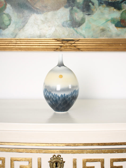 Vintage Arita Porcelain Vase "Hazy Moon" by Fujii Shumei