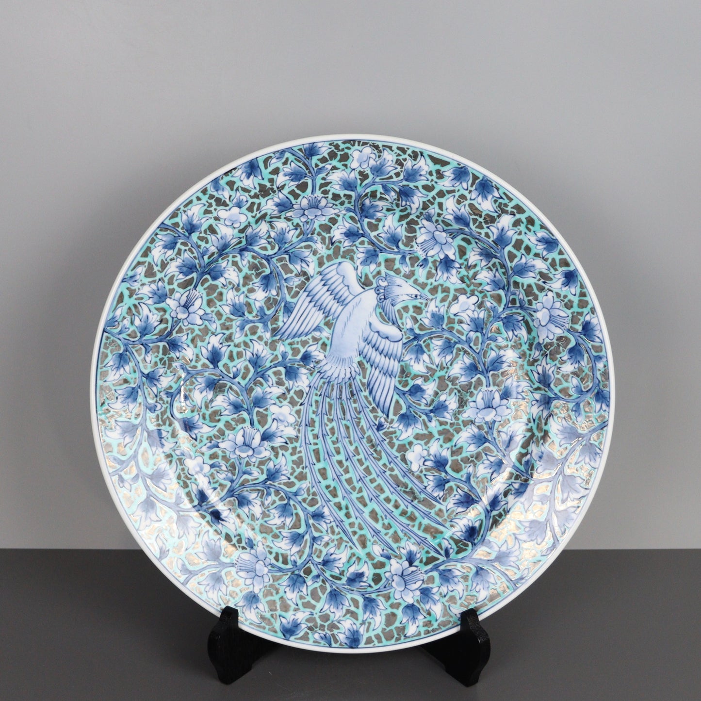 Platinum-painted Porcelain Plate by Fujii Shumei