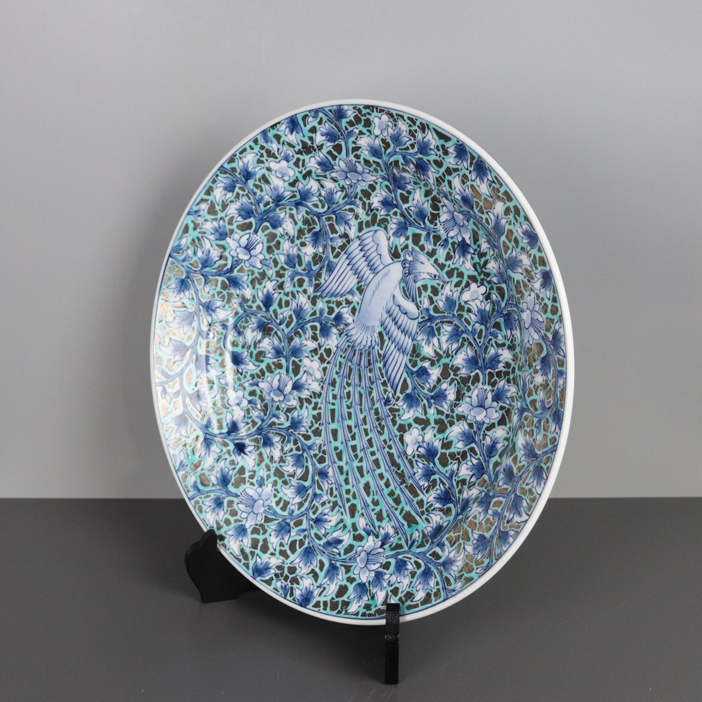 Platinum-painted Porcelain Plate by Fujii Shumei