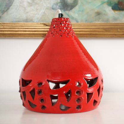 Midcentury Danish Ceramic Pendant Lamp Red