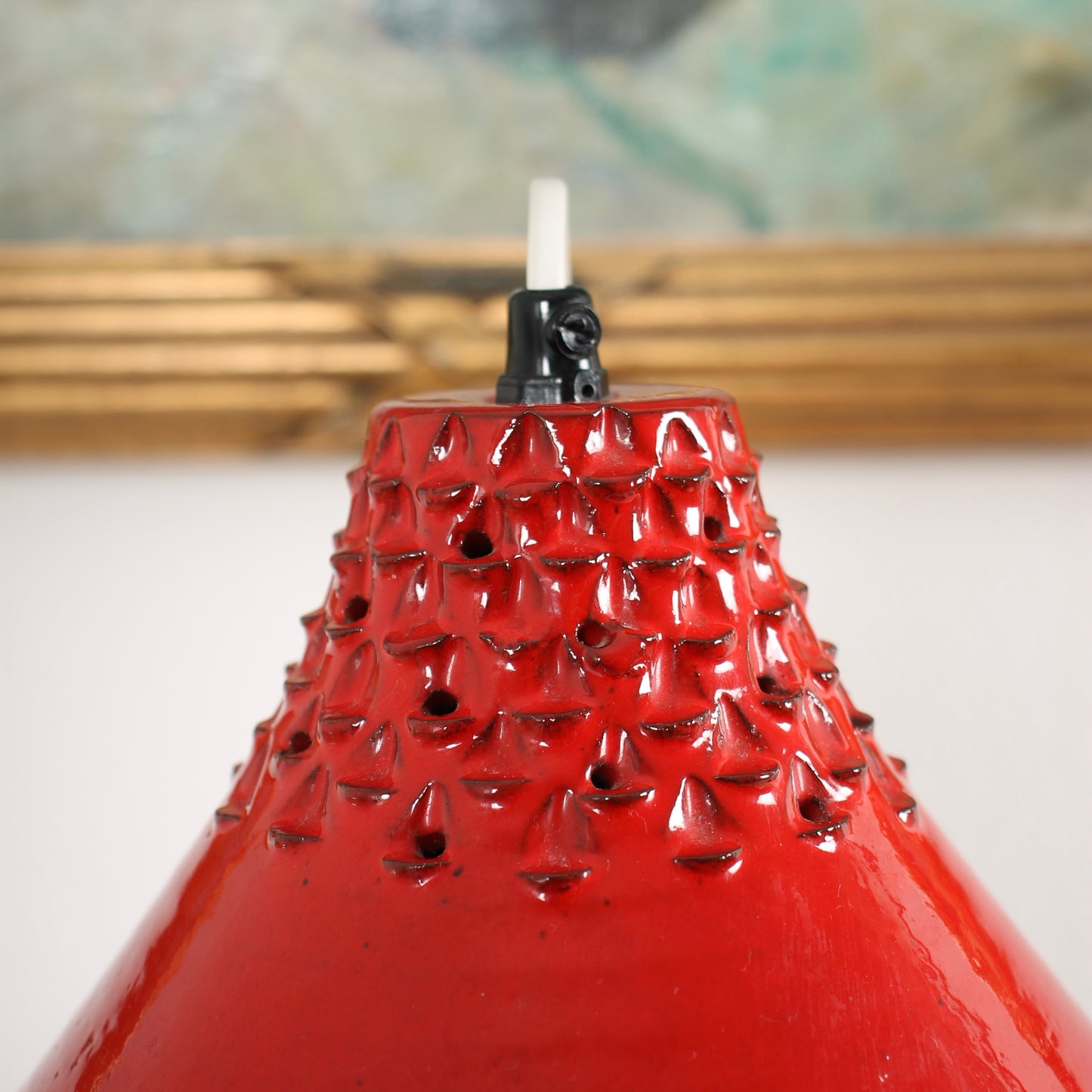 Midcentury Danish Ceramic Pendant Lamp Red