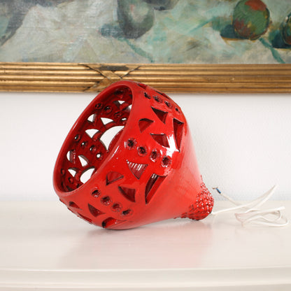 Midcentury Danish Ceramic Pendant Lamp Red