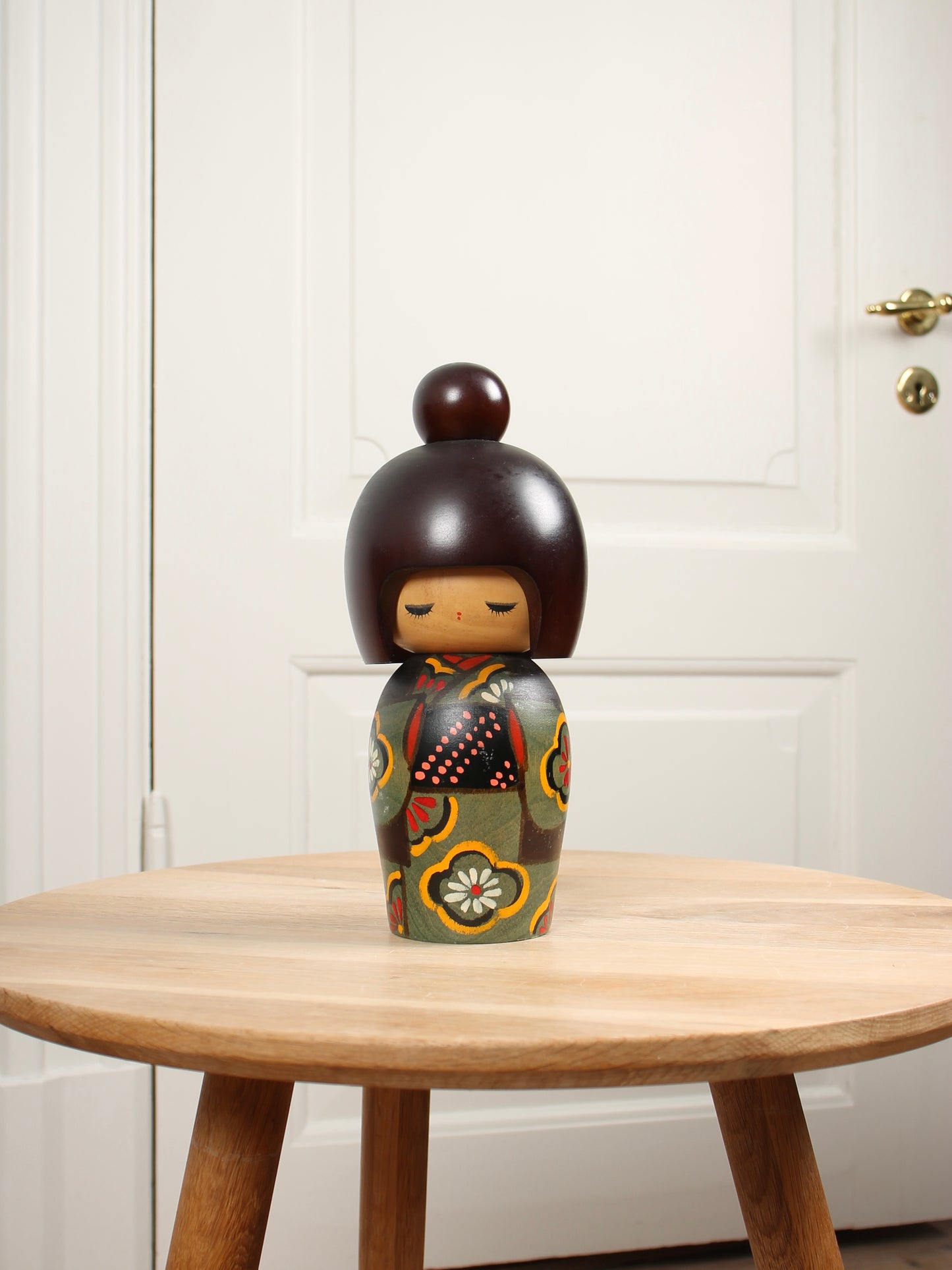 Vintage Japanese Kokeshi Doll Green Kimono