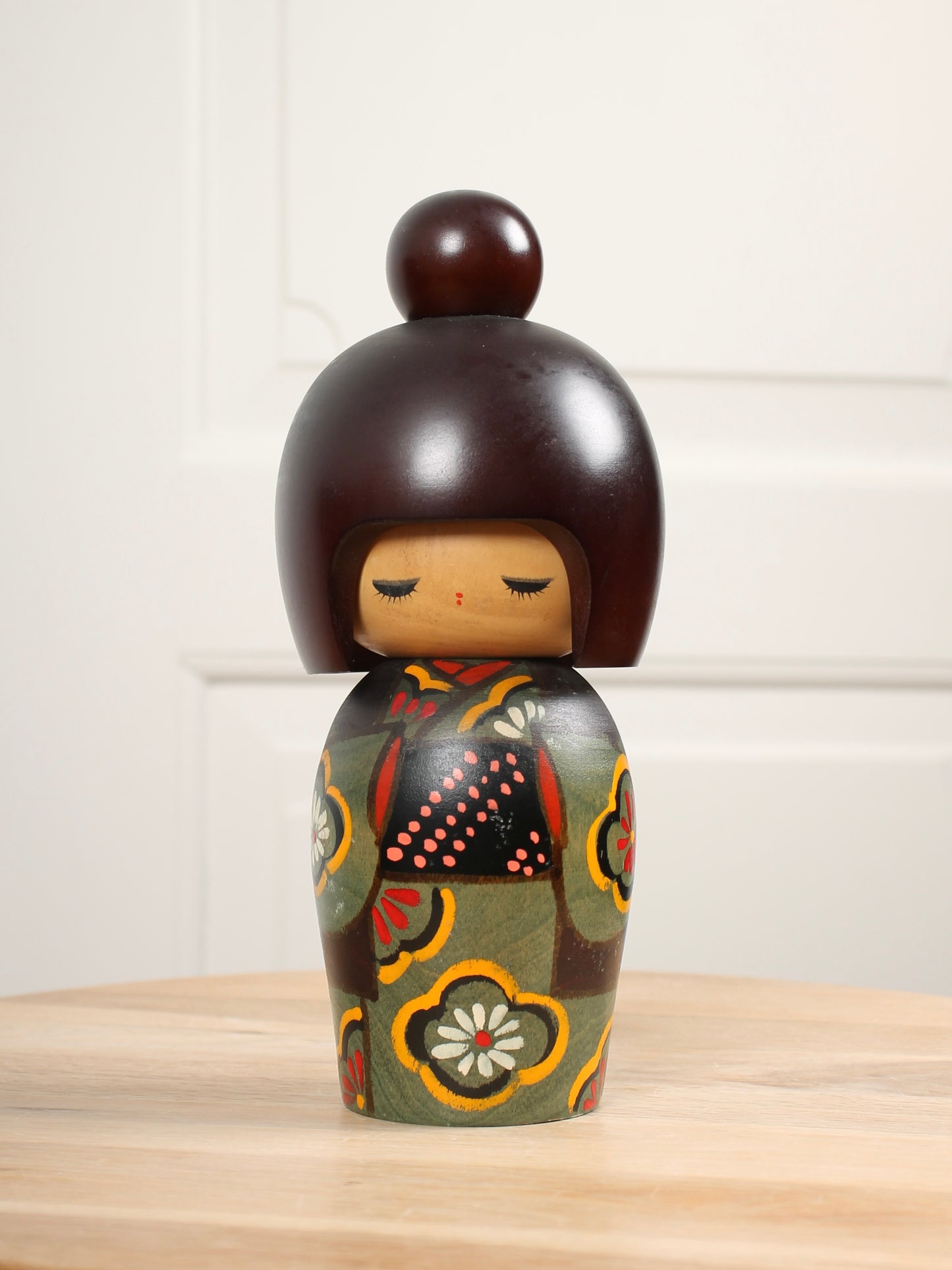 Vintage Japanese Kokeshi Doll Green Kimono