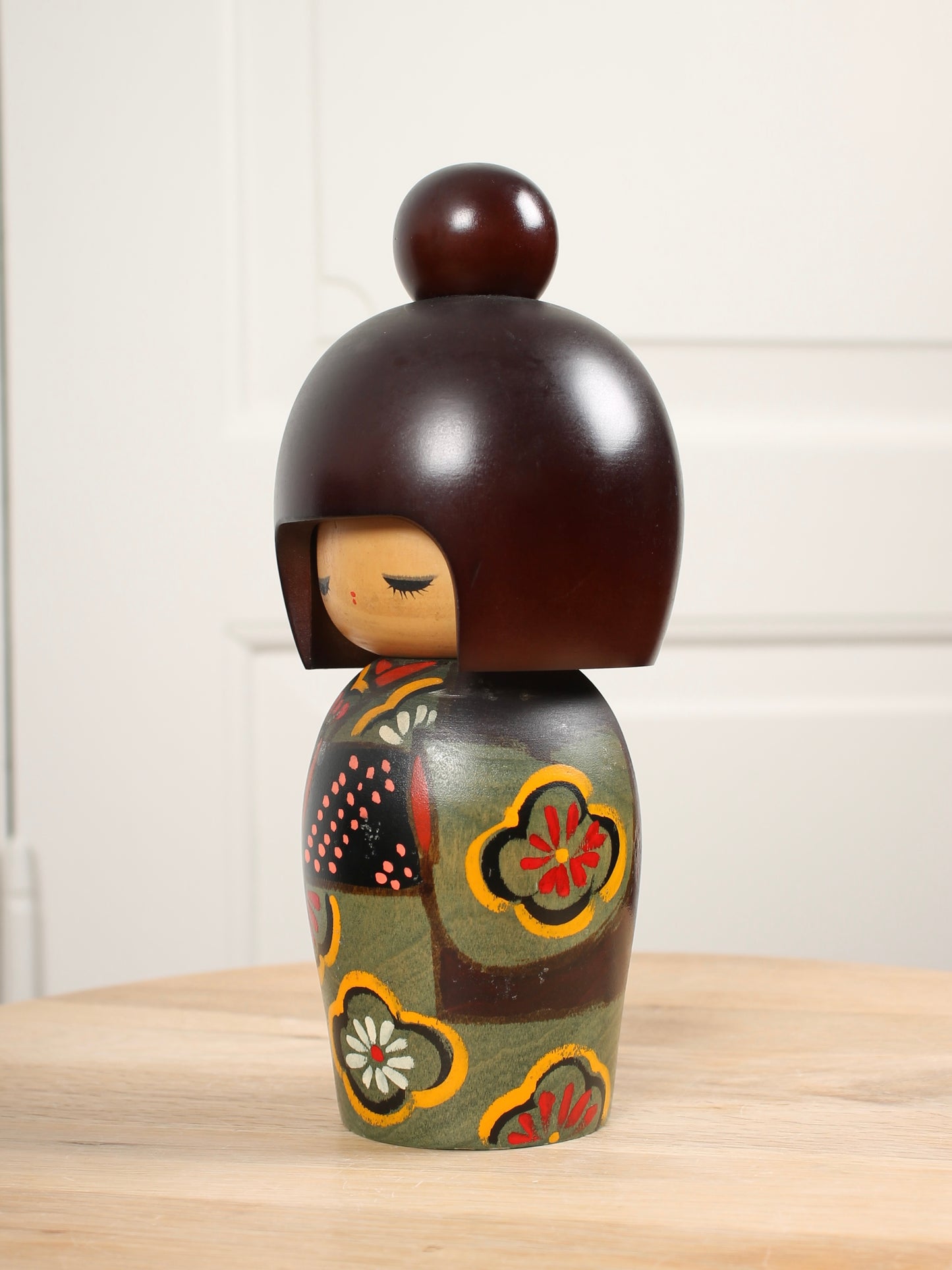 Vintage Japanese Kokeshi Doll Green Kimono