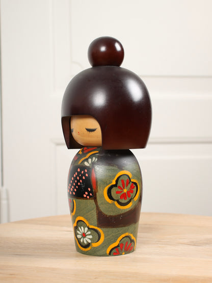 Vintage Japanese Kokeshi Doll Green Kimono