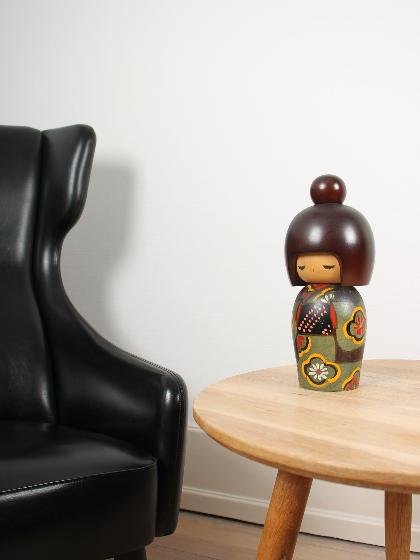 Vintage Japanese Kokeshi Doll Green Kimono