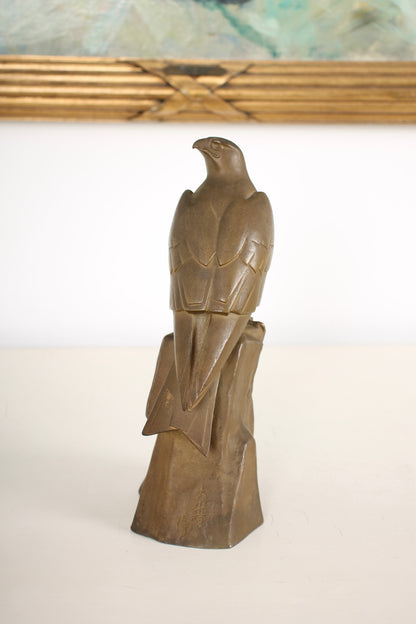 Vintage Japanese Bronze Eagle Sculpture by Tsuda Shinobu
