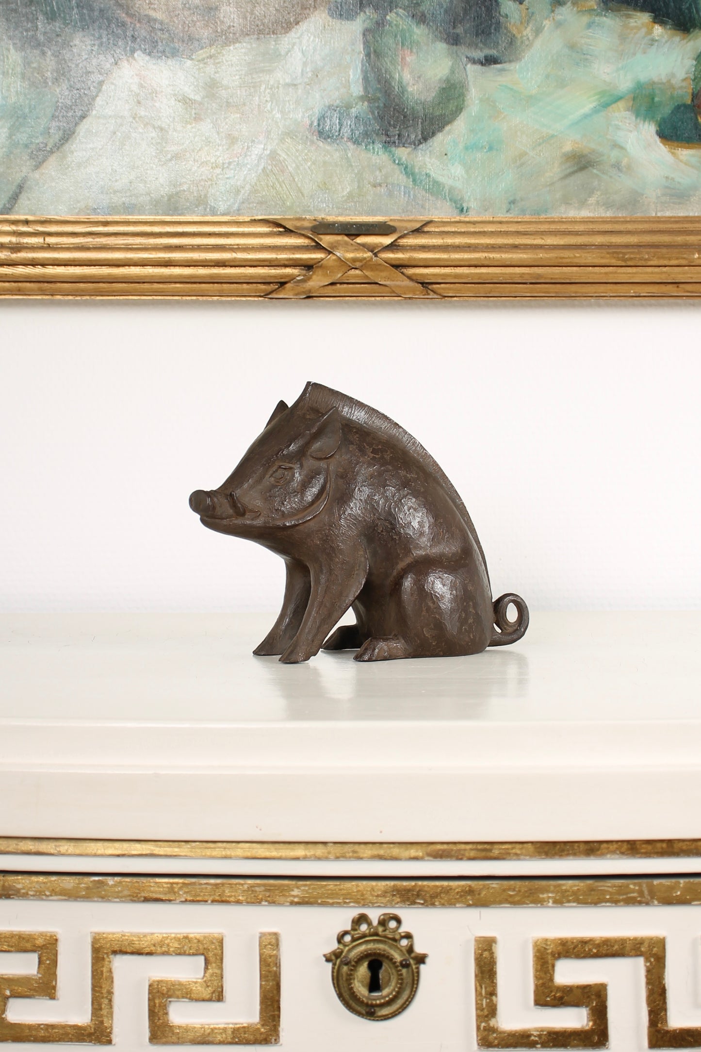 Vintage Japanese Bronze Boar Sculpture by Tsuda Eijyu