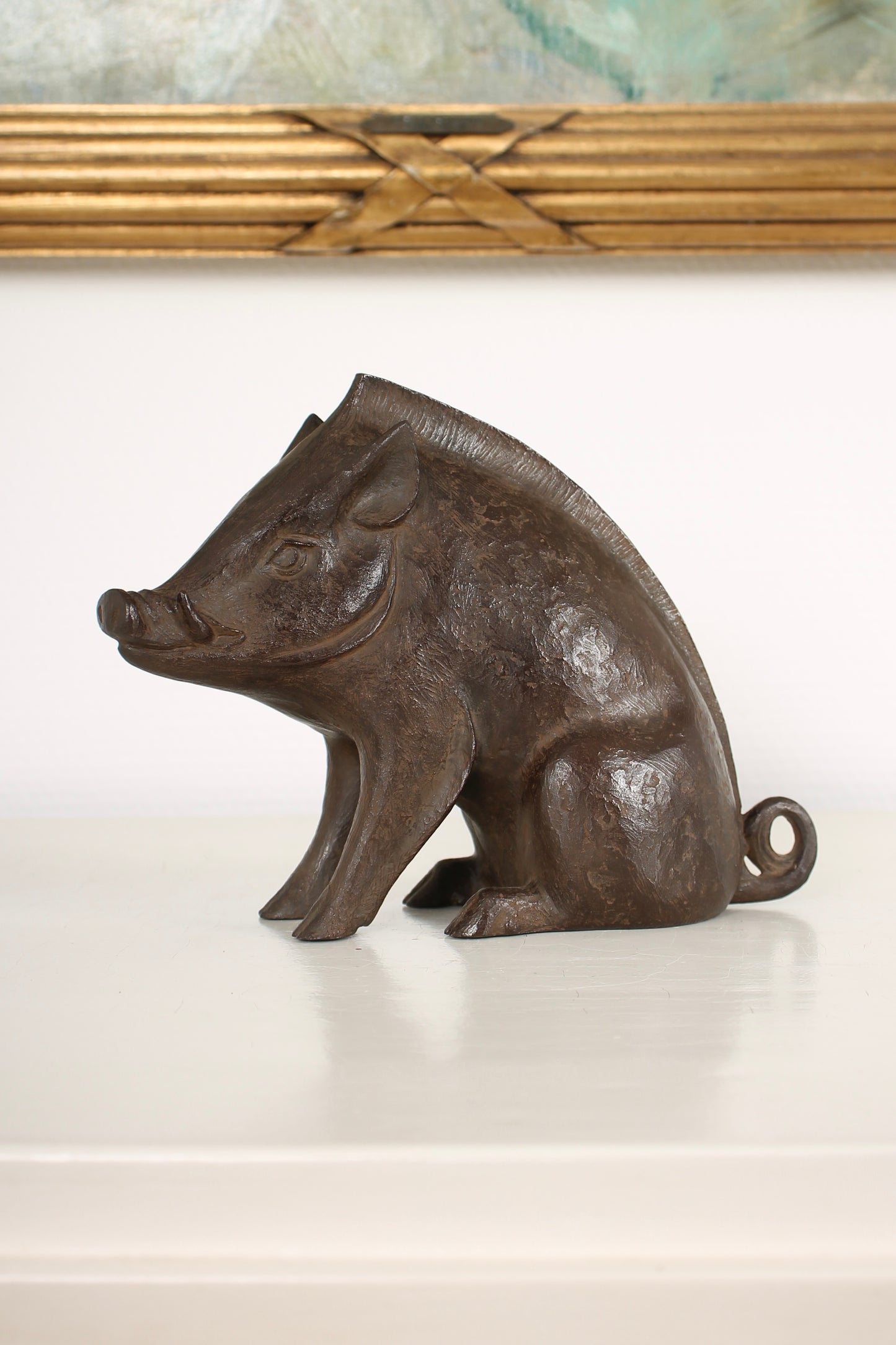 Vintage Japanese Bronze Boar Sculpture by Tsuda Eijyu