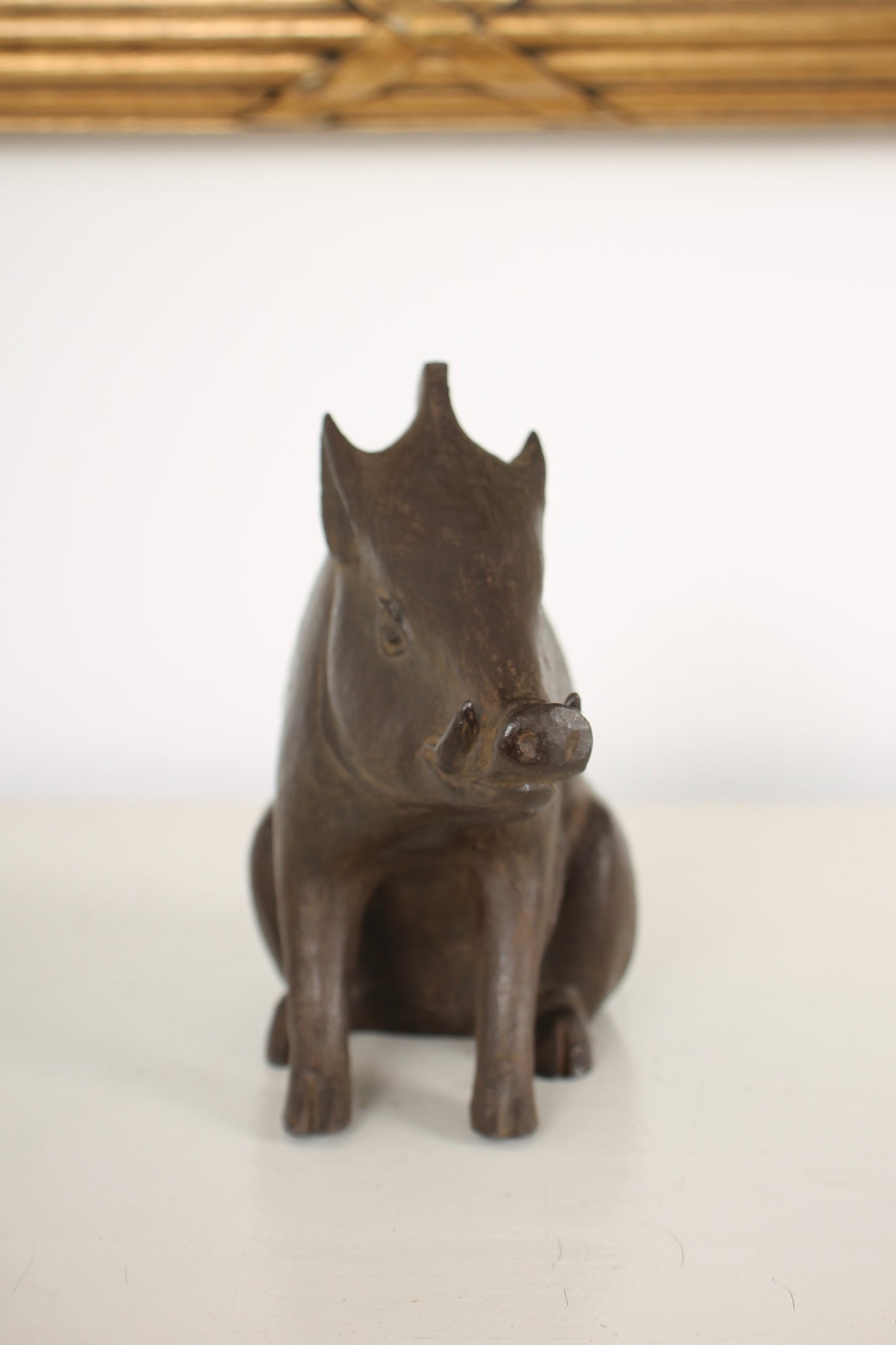 Vintage Japanese Bronze Boar Sculpture by Tsuda Eijyu