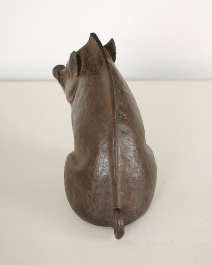 Vintage Japanese Bronze Boar Sculpture by Tsuda Eijyu