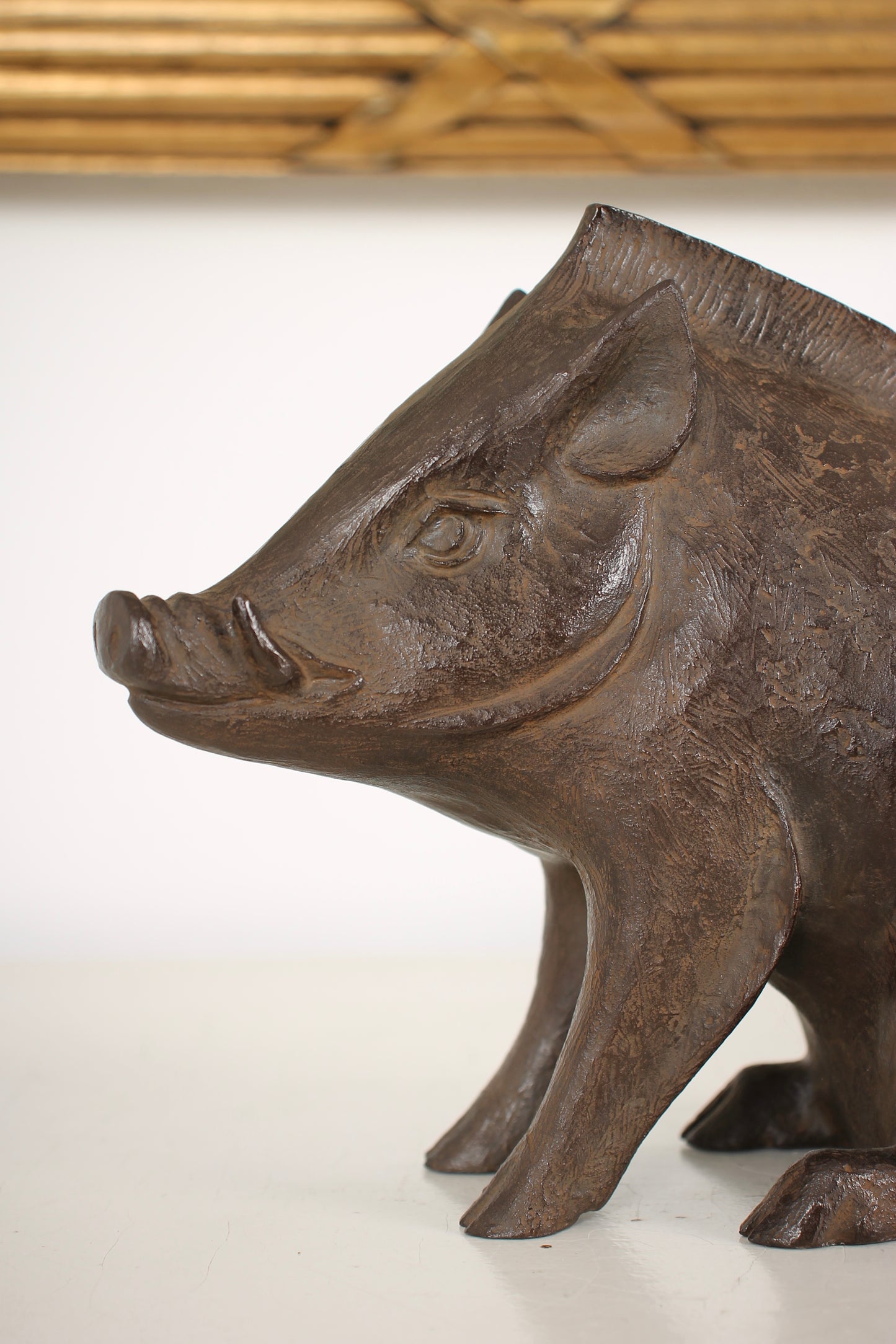 Vintage Japanese Bronze Boar Sculpture by Tsuda Eijyu