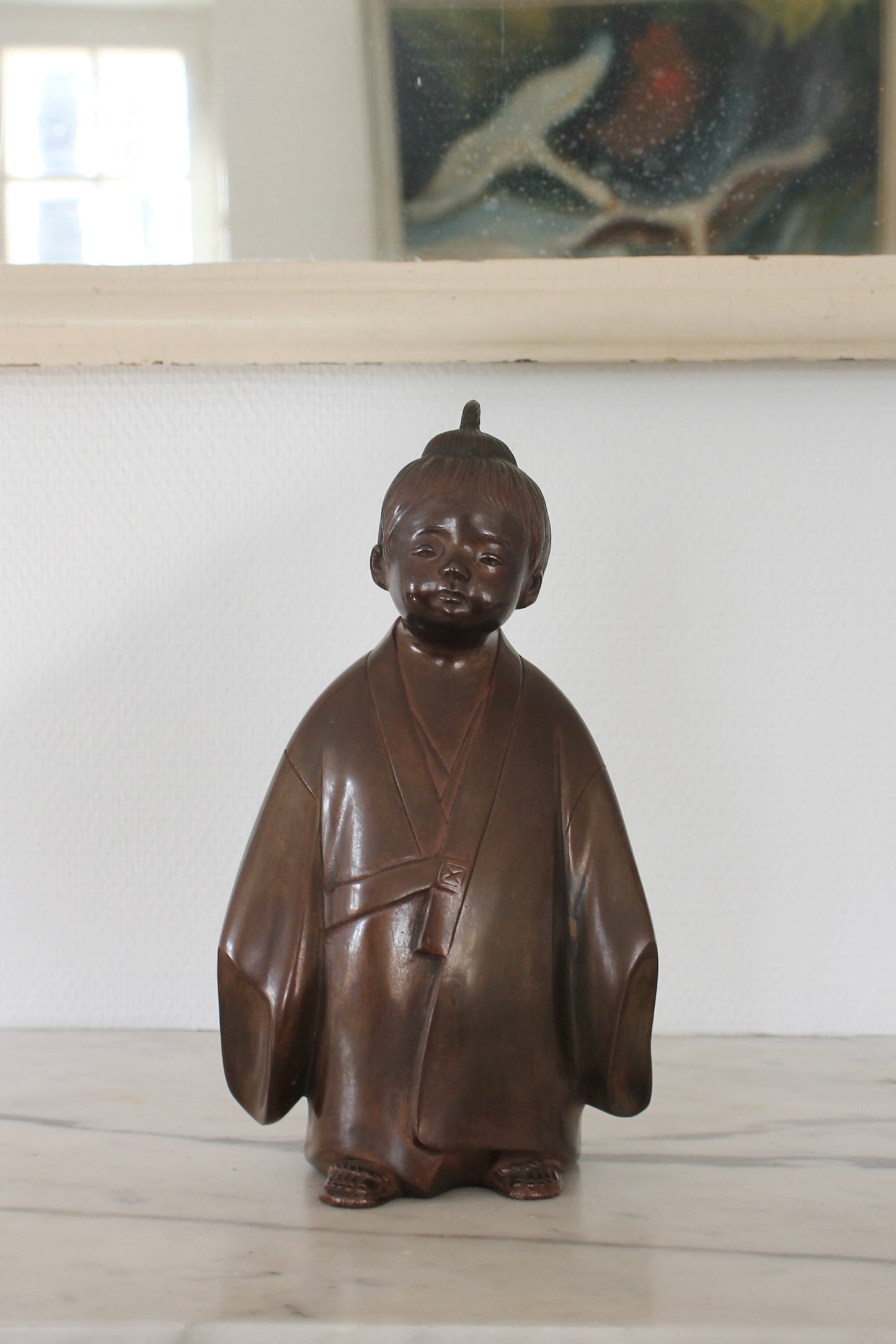 Vintage Japanese Bronze Sculpture of Selflessness Child