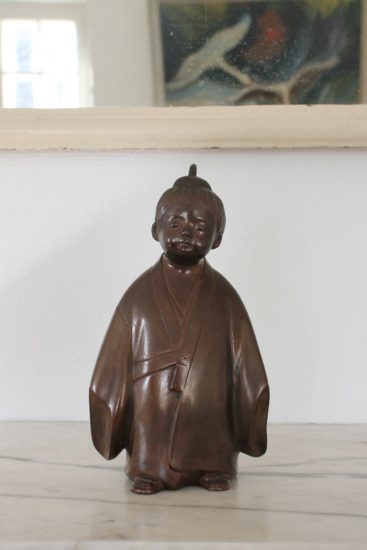 Vintage Japanese Bronze Sculpture of Selflessness Child