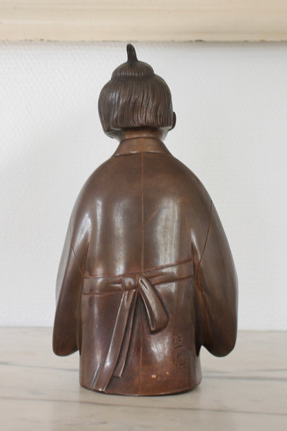 Vintage Japanese Bronze Sculpture of Selflessness Child