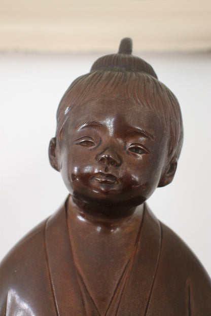Vintage Japanese Bronze Sculpture of Selflessness Child