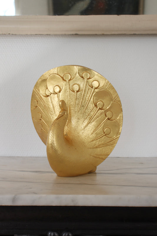 Vintage Japanese Bronze Sculpture of Peacock